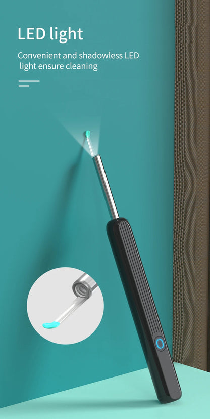 NE3 Wireless Visible Otoscope - 1296P HD Ear Wax Removal Tool with Camera and LED Light
