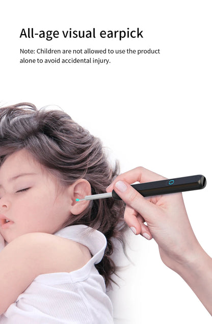 NE3 Wireless Visible Otoscope - 1296P HD Ear Wax Removal Tool with Camera and LED Light