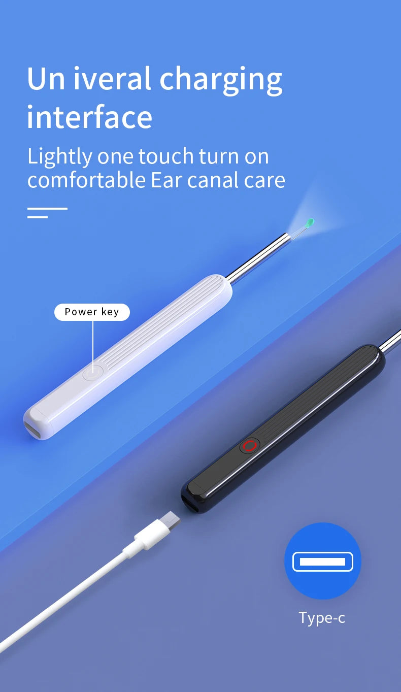 NE3 Wireless Visible Otoscope - 1296P HD Ear Wax Removal Tool with Camera and LED Light
